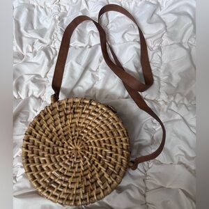 Round Woven Wicker Purse